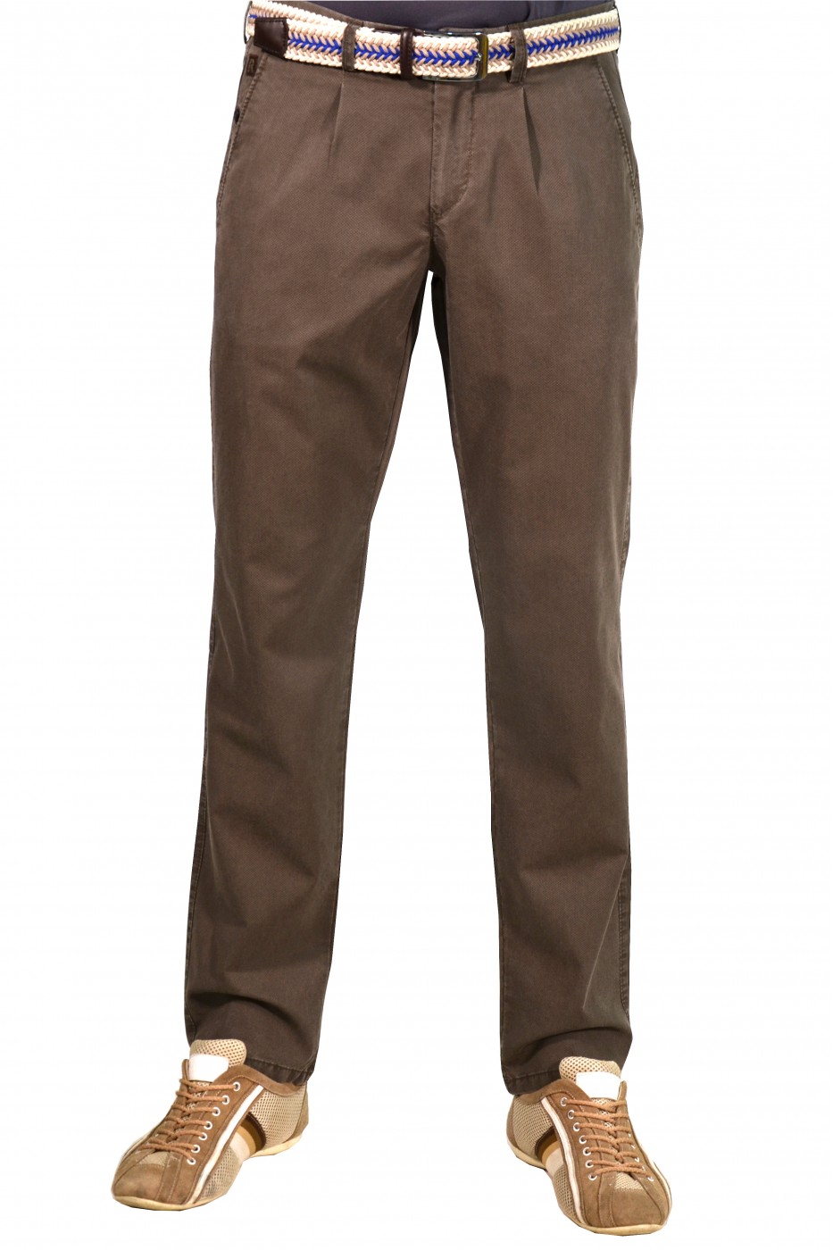 Коричневые мужские брюки чинос casual CINAR PRINT (HAKI)