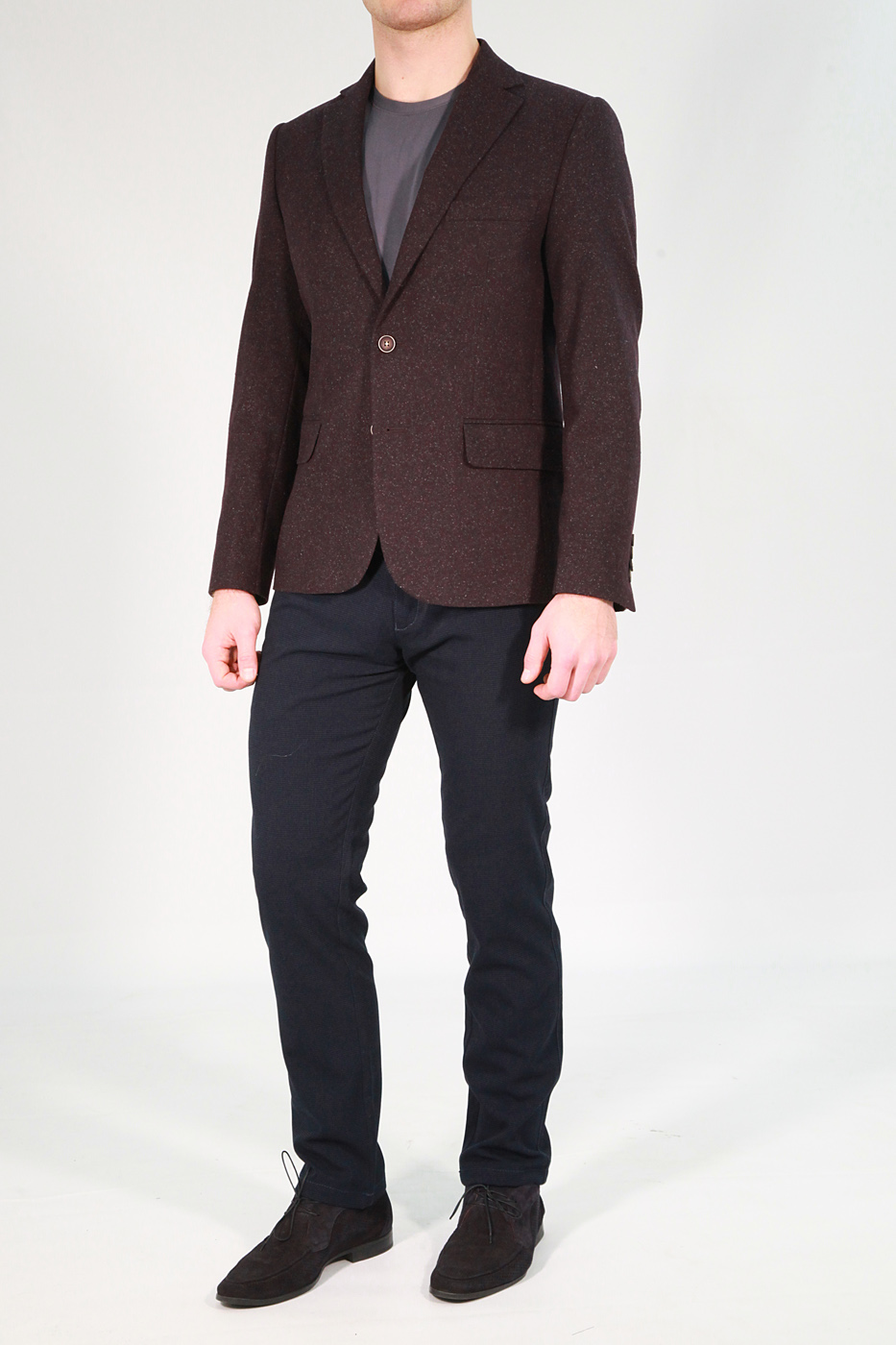 Бордовый мужской пиджак под джинсы 669 (ROCCIA-ITUV5BN2)