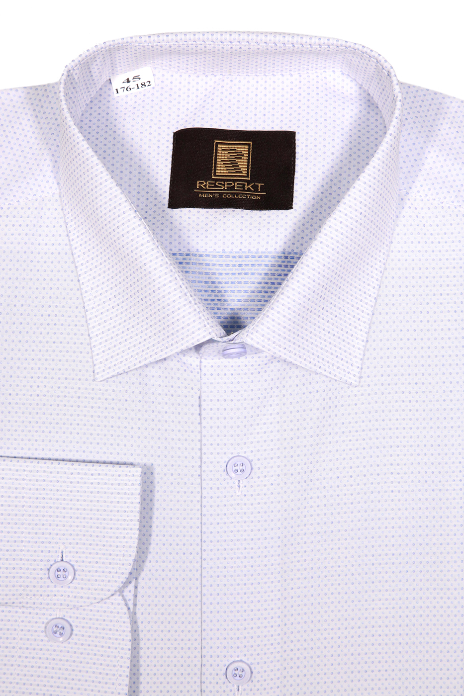 Белая мужская рубашка в мелкую голубую крапинку 238 (53-08)