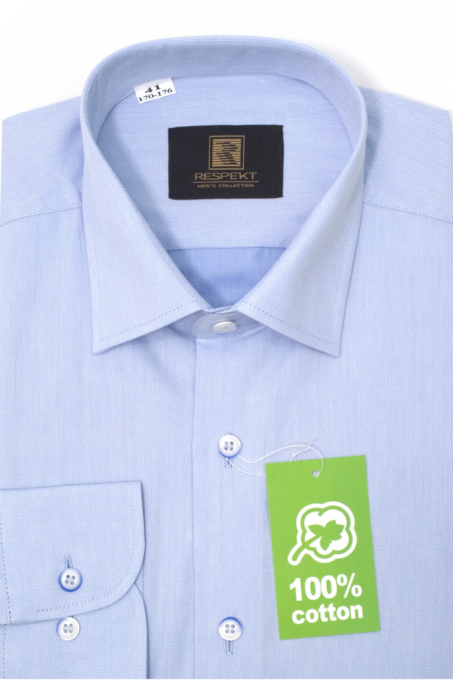 Голубая мужская рубашка оксфорд 306 (54-07)