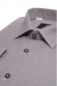Бордовая мужская рубашка в мелкую белую крапинку 308 (54-07)