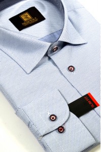 Голубая мужская рубашка в синюю крапинку 330 (56)