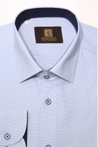 Голубая мужская рубашка в мелкую фактуру 340 (54-07)