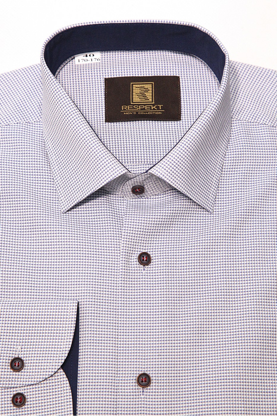 Белая мужская деловая рубашка в синюю мелкую клетку 343 (54-07)