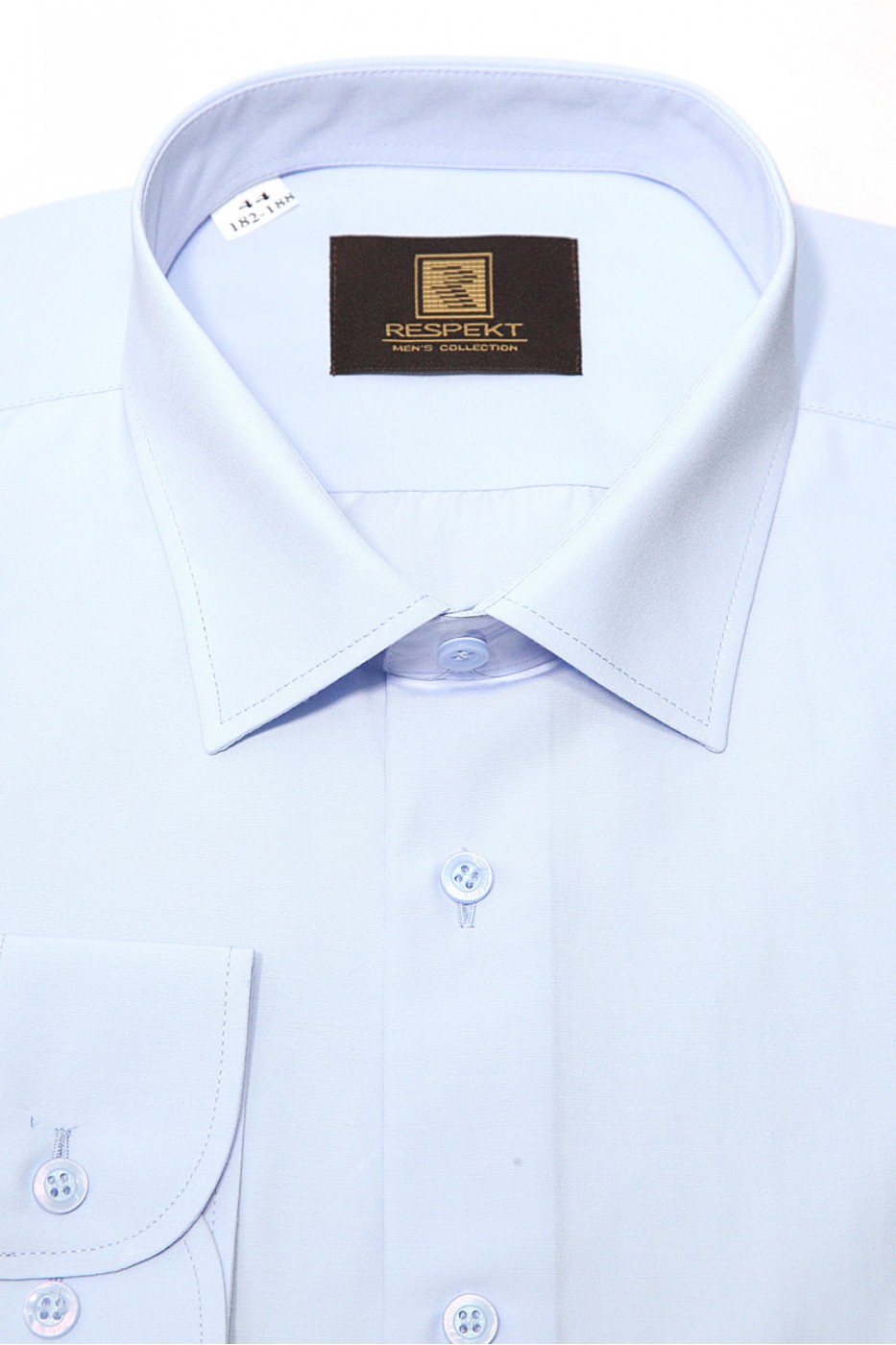Голубая мужская классическая однотонная рубашка 347 (53-08)