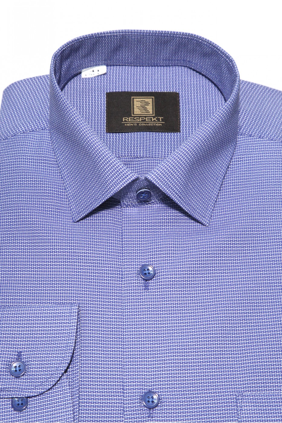 Синяя мужская рубашка в мелкую фактуру с синими пуговицами  ДР 365 (53-08)