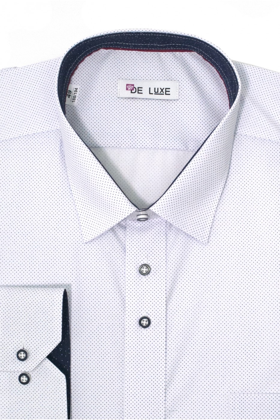Белая мужская рубашка в мелкую крапинку D50CL (47-50)