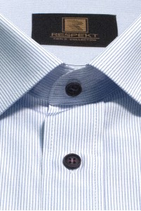 Белая мужская рубашка в голубую полоску с коротким рукавом КР 316 (53-08)