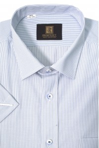 Белая мужская рубашка в голубую полоску с коротким рукавом КР 317 (53-08)