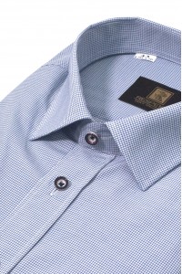 Белая мужская рубашка в голубую клетку с коротким рукавом КР 318 (53-08)