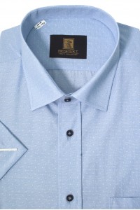 Голубая мужская рубашка в синюю крапинку с коротким рукавом КР 320 (54-07)