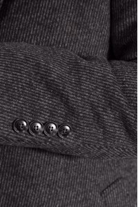 Тёмно-серое мужское классическое пальто в мелкую полоску 2051 (DENVER-2088)