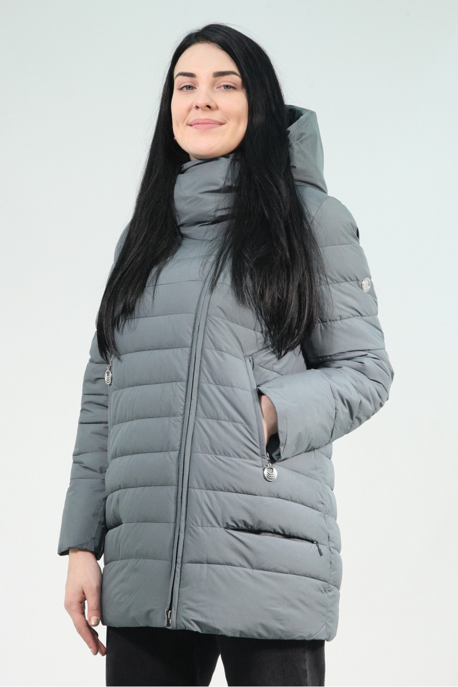 Серая женская зимняя куртка 620360N21C ЦВ.70